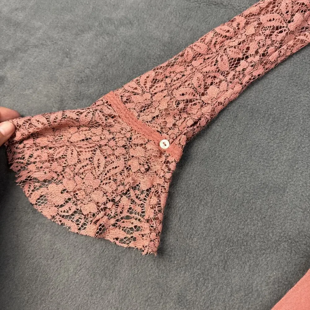 Free People Secret Origins Lace Tunic Dusty Mauve Size Medium